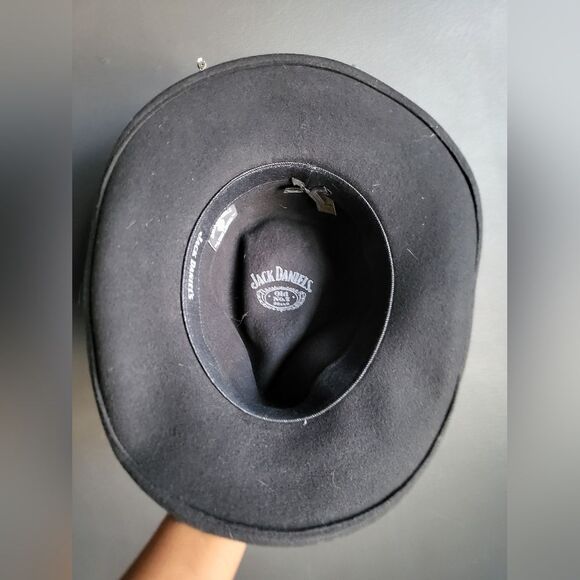 Jack Daniels Wool Cowboy Hat Black Medium 3.5 Brim - Picture 4 of 10